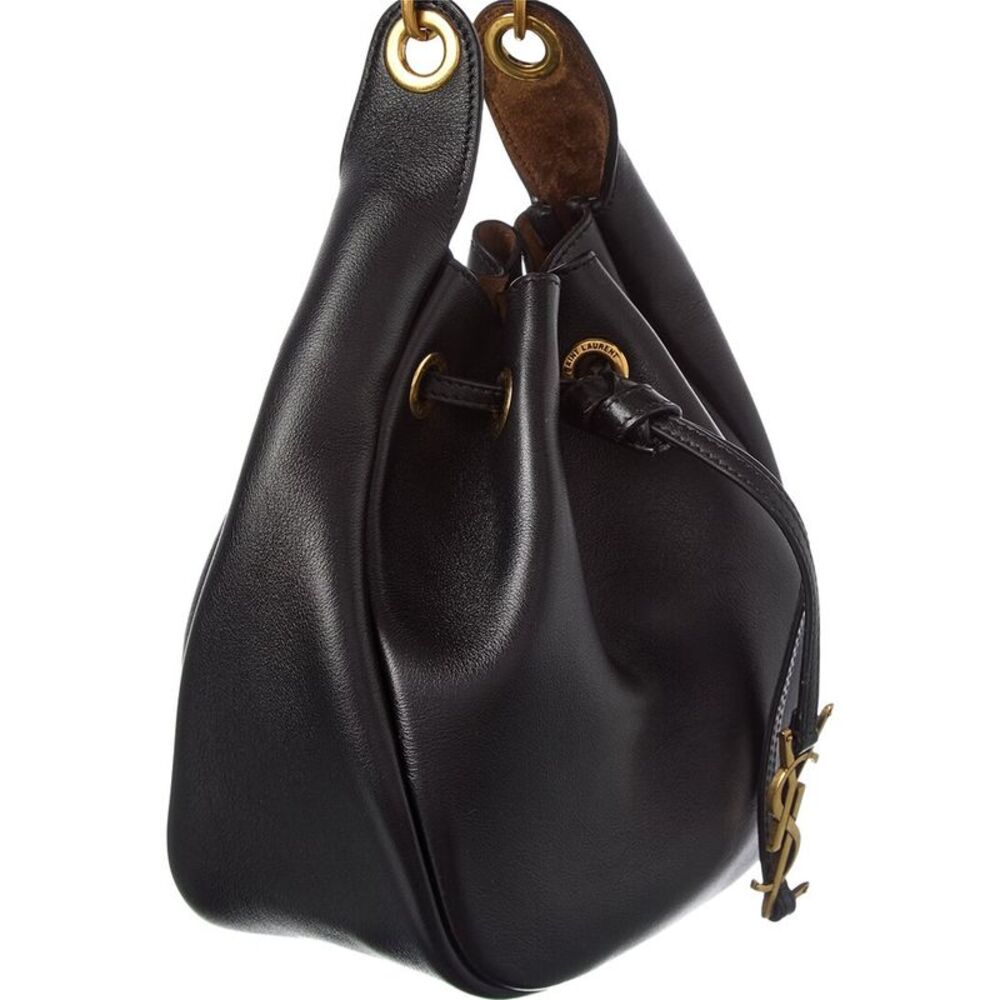 Saint Laurent Cassandre Leather Bucket Bag, Black - Picture 3 of 4